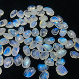 Moonstone Rose Cut  size 10-11X12-13MM Code #3-(Pack of 2 Pieces)- Moonstone faceted Polki- Blue Flash Natural Moonstone Cabochon