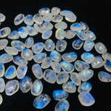 Moonstone Rose Cut size 8x10MM (Pack of 5 Pieces)- Moonstone faceted Polki- Blue Flash Natural Moonstone Cabochon