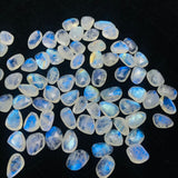 Moonstone Rose Cut  size 10-11X12-13MM Code #3-(Pack of 2 Pieces)- Moonstone faceted Polki- Blue Flash Natural Moonstone Cabochon