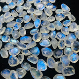 Moonstone Rose Cut size 8-9X10-11MM Code #1-(Pack of 5 Pieces)- Moonstone Faceted Polki Blue Flash Natural Moonstone Cabochon -Origin India