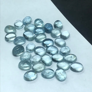 Aquamarine 9X7MM Oval cabs ,Blue Aquamarine cabochon ,Pack of 4 Pieces AAA Quality cabs, Blue Aquamarine