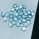 Aquamarine 7X5MM Oval cabs ,Blue Aquamarine cabochon ,Pack of 6 Pieces AAA Quality cabs, Blue Aquamarine