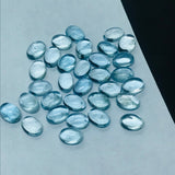 Aquamarine 7X5MM Oval cabs ,Blue Aquamarine cabochon ,Pack of 6 Pieces AAA Quality cabs, Blue Aquamarine