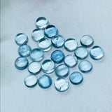 Aquamarine 6MM Round Cabs- Aquamarine cabochon Pack of 2 Pcs Good Quality cabs- Blue Aquamarine