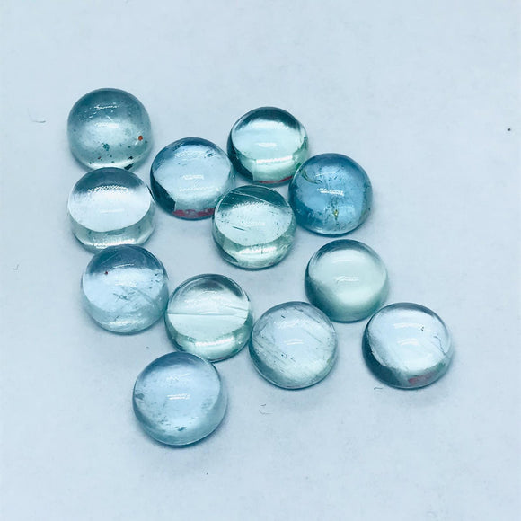 Aquamarine 7MM Round Cabs- Aquamarine cabochon Pack of 4 Pcs Good Quality cabs- Blue Aquamarine