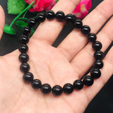 8MM Black Tourmaline Bracelet , Gemstone Round Beads - Tourmaline Round Beads-Origin Mozambique , length 7.5 Inch , stretch Elastic
