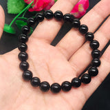 8MM Black  Tourmaline Bracelet , Gemstone Round Beads  - Tourmaline Round Beads-Origin Mozambique , length 7.5 Inch , stretch Elastic