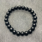 8MM Black  Tourmaline Bracelet , Gemstone Round Beads  - Tourmaline Round Beads-Origin Mozambique , length 7.5 Inch , stretch Elastic