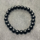 8MM Black Tourmaline Bracelet , Gemstone Round Beads - Tourmaline Round Beads-Origin Mozambique , length 7.5 Inch , stretch Elastic