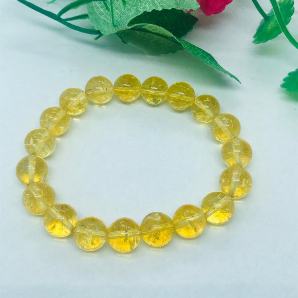 12MM Genuine Citrine  Round Bracelet , AAA Quality , 7.5 Inch ,origin Brazil, Stretch Elastic bracelet