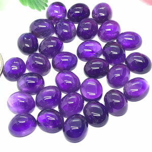 Amethyst Oval 8X10MM Cabs , Pack of 4 Pcs- African Amethyst Cabs , Loose stone , Gemstone cabochon. Purple Amethyst