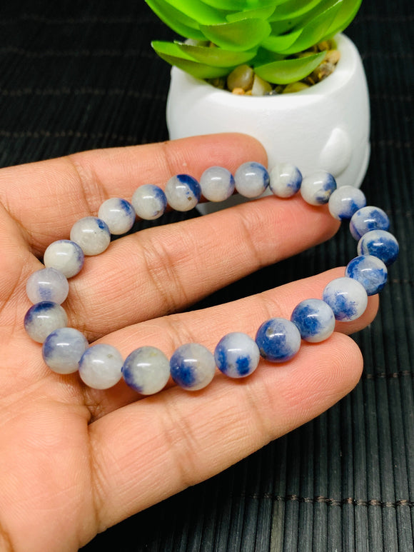 Dumortierite Bracelet 8mm Size - Code #01 Length 7.5 Inch - Weight 16.9 gm AAA Quality - Origin Austria - Stretchy Bracelet