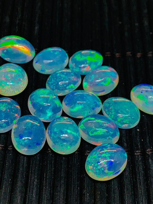 Ethiopian Opal Cabochon 8x10mm size  Pack of 1 Piece - Code# A1 AAAA Quality Blue & Green Flash - Opal Cabs- Ethiopian Opal Oval Cabochon