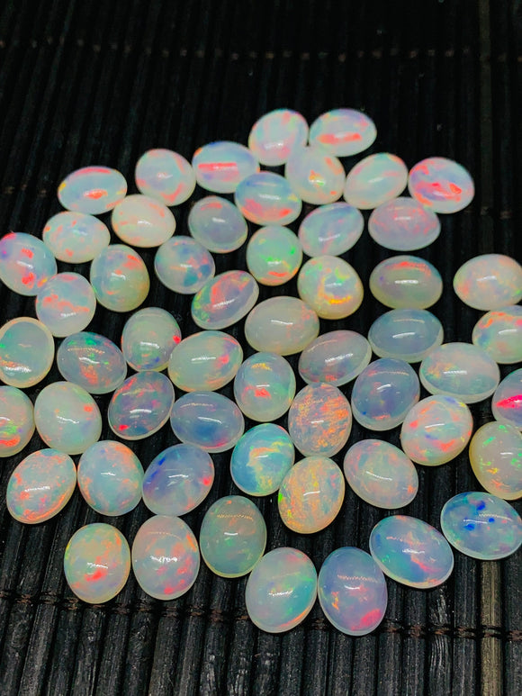 Ethiopian Opal Cabochon 8x10mm size Pack of 1 Piece - Code# A6 AAA Quality Yellow Color With Red Flash - Ethiopian Opal Oval Cabochon