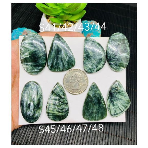 Seraphinite Cabochon Code #S41 to S48 - AAA Quality -  Natural gemstone cabochon- Natural Seraphinite Cabs