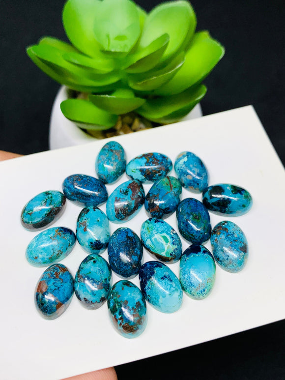 Chrysocolla Cabochon 8X12 mm Size - Pack of 2 Pcs - AAA Quality - Natural Chrysocolla cabs - Chrysocolla Oval Cabochon