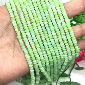 Peruvian green Opal Faceted Rondelles 4MM mm size, Super Quality , Natural Peruvian Opal beads, length 13”