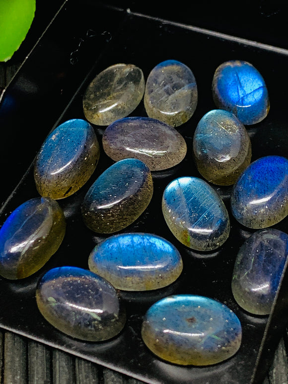 Labradorite Cabochon 8x12 mm - Pack of 5 Pieces - Code #A5 - Blue Color AAA Quality - Natural Labradorite Cabs - Labradorite Stone