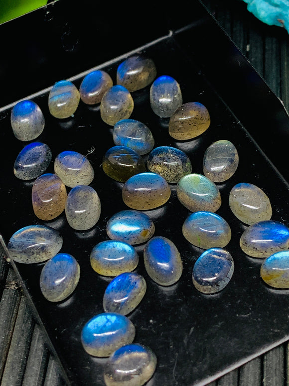 Labradorite Cabochon 5x7 mm - Pack of 8 Pieces - Code #A9 - Blue Color AAA Quality - Natural Labradorite Cabs - Labradorite Stone