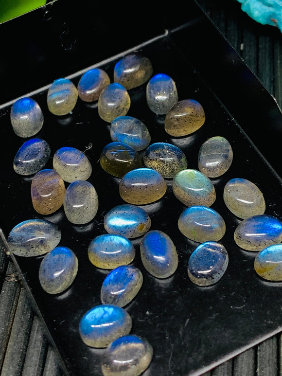 Labradorite Cabochon 5x7 mm - Pack of 8 Pieces - Code #A9 - Blue Color AAA Quality - Natural Labradorite Cabs - Labradorite Stone