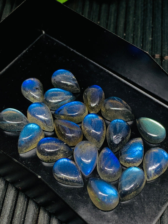 Labradorite Cabochon Pear 8X12 mm - Pack of 5 Pieces - Code #A13 - Blue Color AAA Quality - Natural Labradorite Cabs - Labradorite Stone