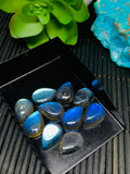 Labradorite Cabochon Pear 8x12 mm - Pack of 4 Pieces - Blue Color AAA Quality - Natural Labradorite Cabs - Labradorite Stone