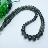 Black Rutilated quartz Roundel Beads - 6-13mm size - Black Rutilated Quartz, 39GM ,code #2 , length 16"