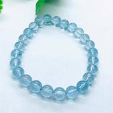 6MM Blue Topaz  Bracelet Top Quality 7.5 Inch length - 100% Natural Blue Topaz Bracelet- Stretch Cord -