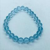 6MM Blue Topaz Bracelet Top Quality 7.5 Inch length - 100% Natural Blue Topaz Bracelet- Stretch Cord -