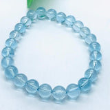 8MM Blue Topaz  Bracelet Top Quality 7.5 Inch length - 100% Natural Blue Topaz Bracelet- Stretch Cord - Topaz  8 mm Beads