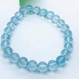 8MM Blue Topaz Bracelet Top Quality 7.5 Inch length - 100% Natural Blue Topaz Bracelet- Stretch Cord - Topaz 8 mm Beads