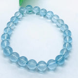 6MM Blue Topaz Bracelet Top Quality 7.5 Inch length - 100% Natural Blue Topaz Bracelet- Stretch Cord -
