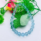 8MM Blue Topaz Bracelet Top Quality 7.5 Inch length - 100% Natural Blue Topaz Bracelet- Stretch Cord - Topaz 8 mm Beads