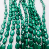 8X10 MM Malachite Oval Beads , Length of strand 40 cm - Top Quality , Natural Malachite Beads- Dark Green Color