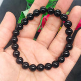 8MM Black Tourmaline Bracelet , Gemstone Round Beads - Tourmaline Round Beads-Origin Mozambique , length 7.5 Inch , stretch Elastic