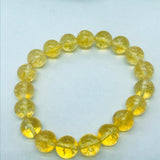 12MM Genuine Citrine  Round Bracelet , AAA Quality , 7.5 Inch ,origin Brazil, Stretch Elastic bracelet