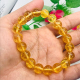 12MM Genuine Citrine  Round Bracelet , AAA Quality , 7.5 Inch ,origin Brazil, Stretch Elastic bracelet