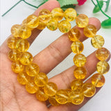 12MM Genuine Citrine  Round Bracelet , AAA Quality , 7.5 Inch ,origin Brazil, Stretch Elastic bracelet