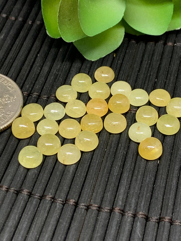 Yellow Sapphire Cabochon 6 mm Size -Pack of 4 Pcs -AAA Quality Sapphire cabs • Natural Yellow Sapphire • Sapphire Cabochon