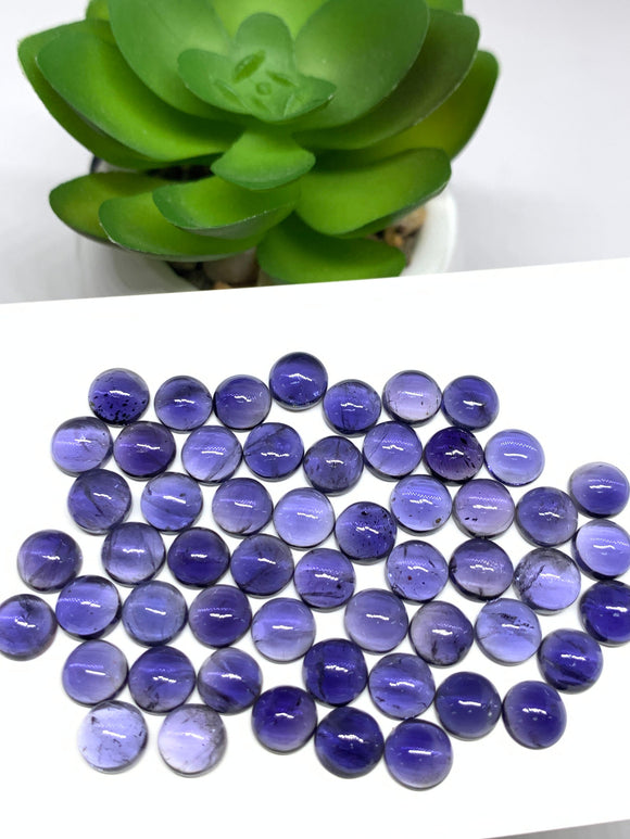 Iolite Round Cabochon 6 mm size -Pack of 4 Pcs- Blue Color- AA Quality  Natural Iolite Cabs -Iolite Loose Stones