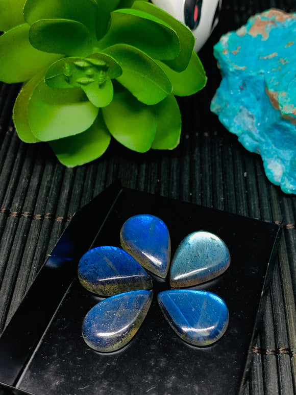 Labradorite Cabochon Pear 12x16-17 mm - Pack of 1 Piece - Code #A18 - Blue Color AAA Quality - Natural Labradorite Cabs - Labradorite Stone