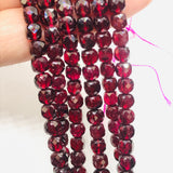 Garnet faceted 4MM Cube Shape, length 15 inch,Natural Red Garnet,Origin India , garnet box shape , faceted box