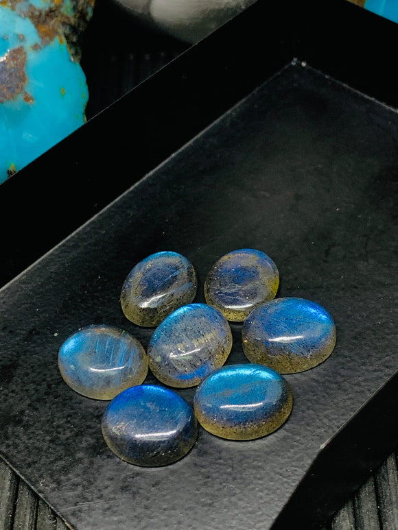 Labradorite Cabochon 10x12 mm - Pack of 7 Pieces - Code #A1-  Blue Color AAA Quality - Natural Labradorite Cabs - Labradorite Stone