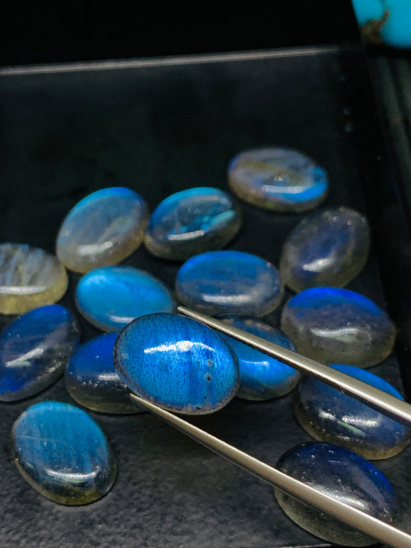 Labradorite Cabochon 10x12 mm - Pack of 2 Pieces -  Blue Color AAA Quality - Natural Labradorite Cabs - Labradorite Stone