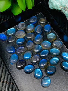 Labradorite Cabochon 8x10 mm - Pack of 4 Pieces - Code #A6 - Blue Color AAA Quality - Natural Labradorite Cabs - Labradorite Stone