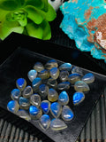 Labradorite Cabochon 7x10 mm Pear - Pack of 5 Pieces - Code #A14 - Blue Color AAA Quality - Natural Labradorite Cabs - Labradorite Stone