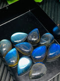 Labradorite Cabochon Pear 10x14 mm - Pack of 2 Pieces - Code #A17 - Blue Color AAA Quality - Natural Labradorite Cabs - Labradorite Stone