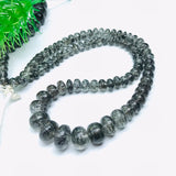 Black Rutilated quartz Roundel Beads - 6-13mm size - Black Rutilated Quartz, 39GM ,code #2 , length 16"