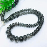 Black Rutilated quartz Roundel Beads - 6-13mm size - Black Rutilated Quartz, 39GM ,code #2 , length 16"