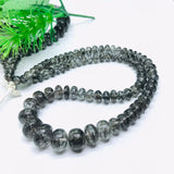 Black Rutilated quartz Roundel Beads - 6-13mm size - Black Rutilated Quartz, 39GM ,code #2 , length 16"